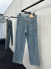 Jacquard full-print seam jeans