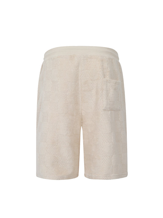 Cotton drawstring terry casual shorts