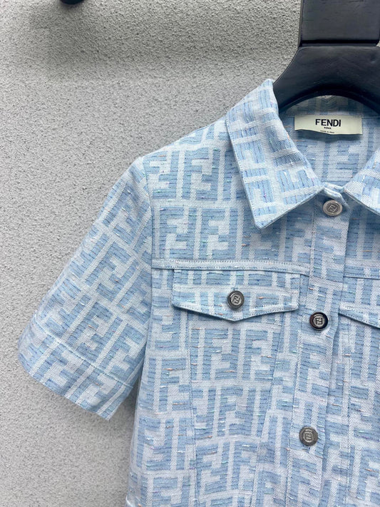 Denim short-sleeved dress