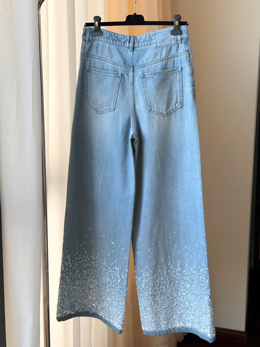 Handmade sequin jeans
