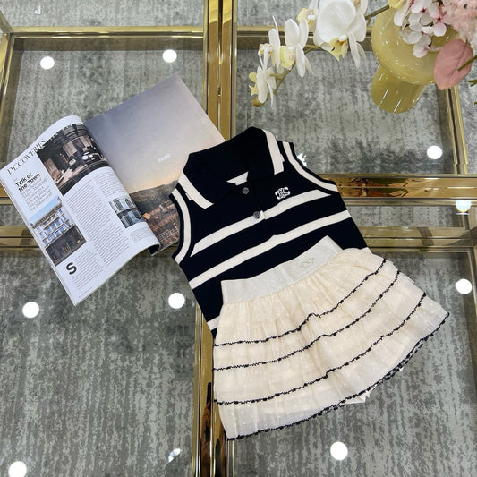 Ice silk knitted POLO vest ➕ Tutu skirt (pants skirt)