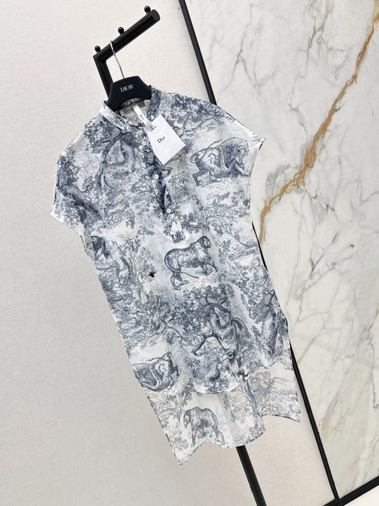 Animal print shirt dress