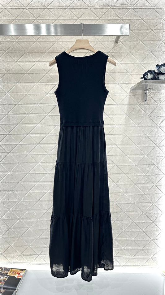 Knitted patchwork vest long skirt