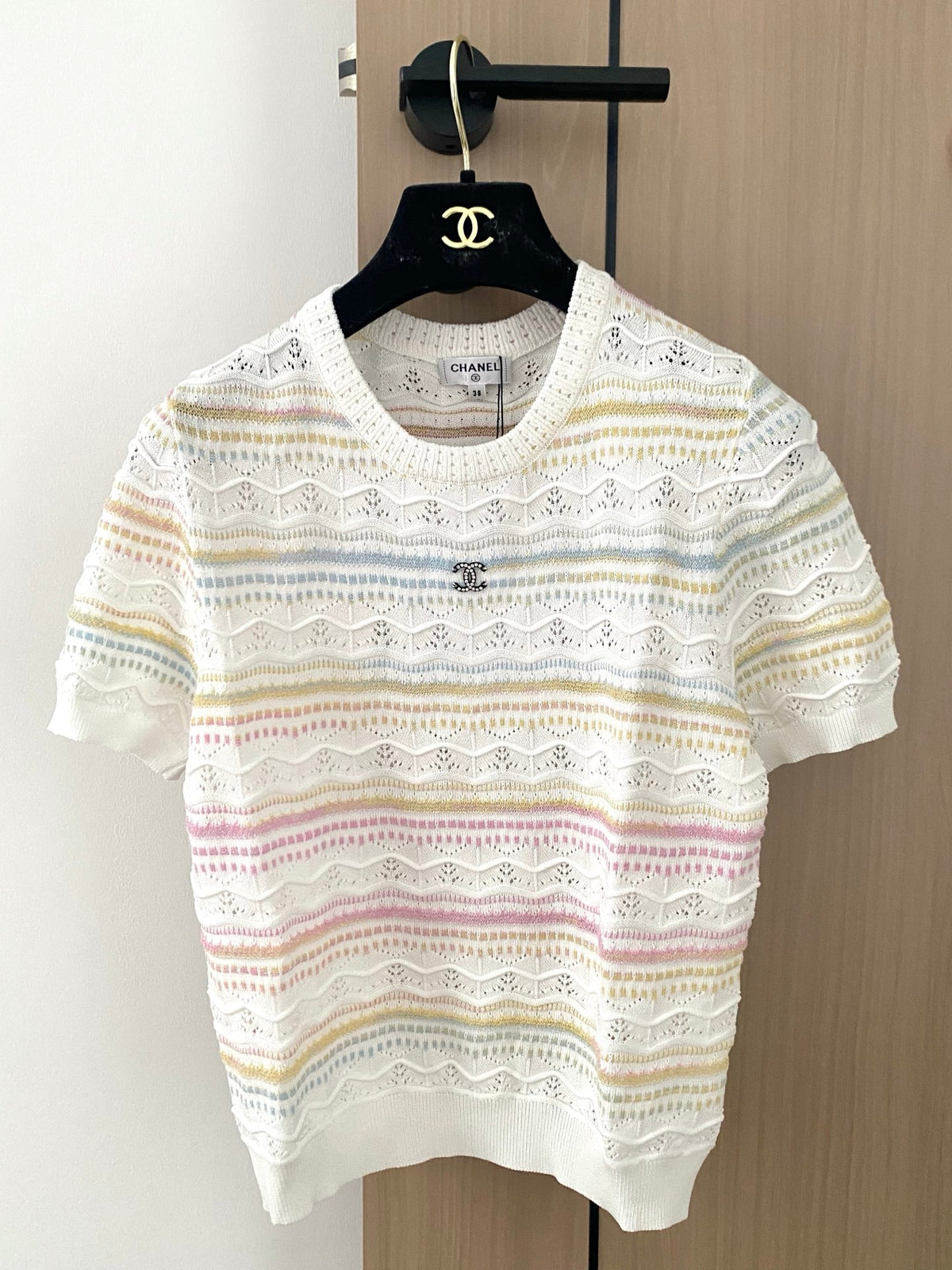 Breathable striped crew neck short sleeves