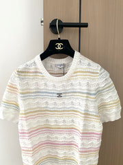 Breathable striped crew neck short sleeves