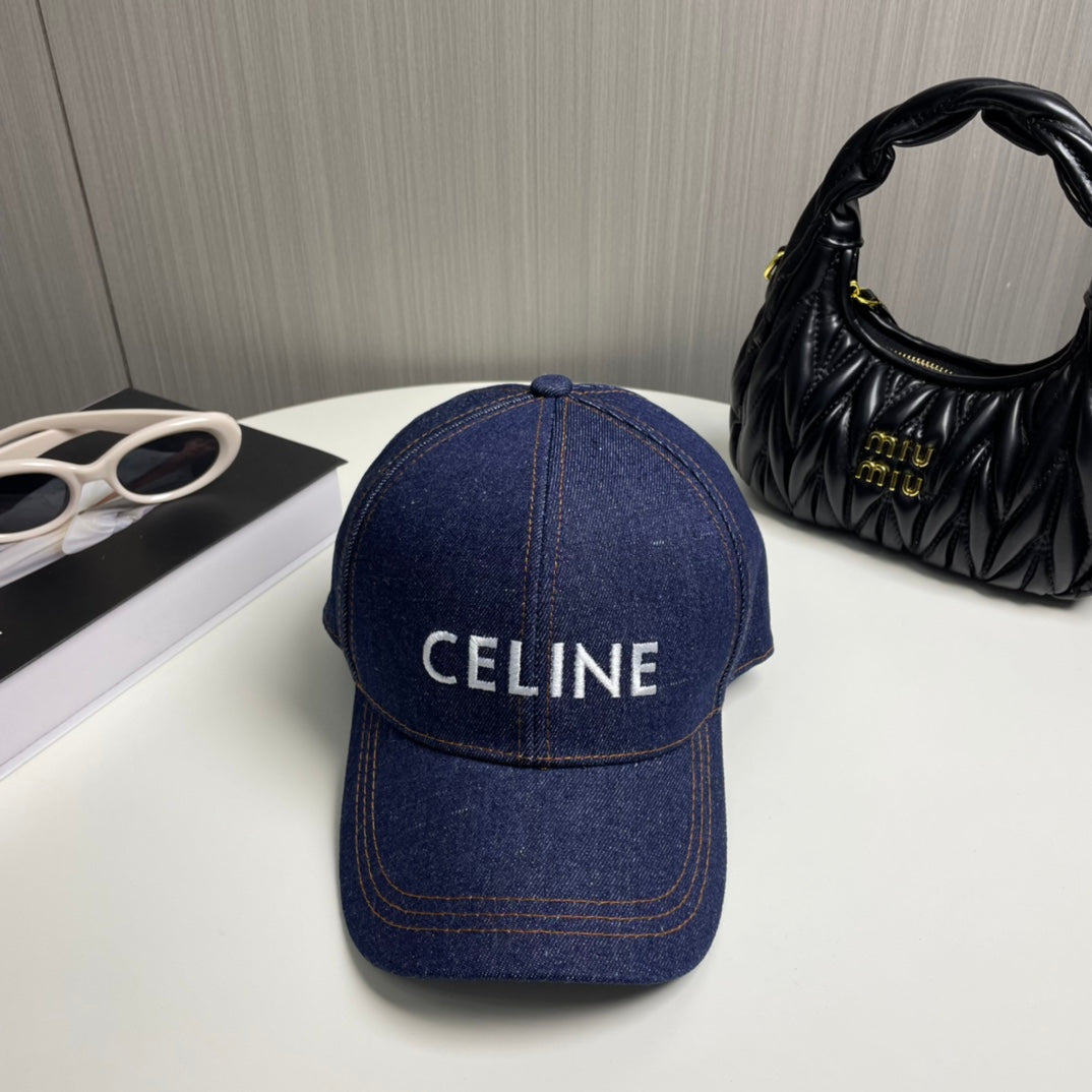 Denim embroidered baseball cap