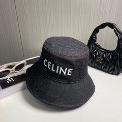 Denim embroidered bucket hat