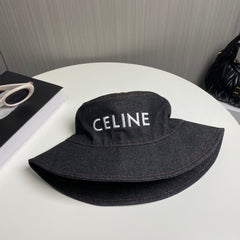 Denim embroidered bucket hat