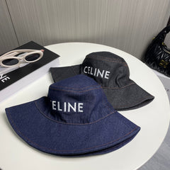 Denim embroidered bucket hat