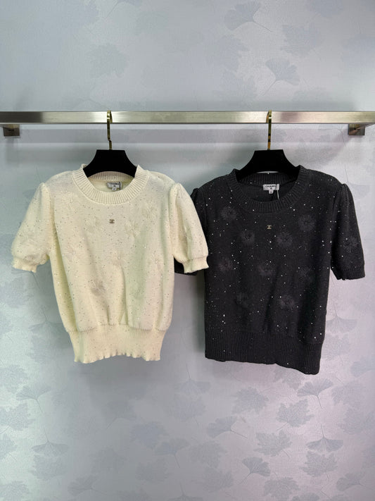 Puff sleeve knitted short sleeves