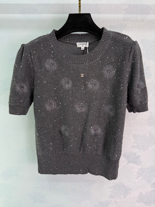 Puff sleeve knitted short sleeves