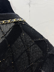 Hand-Strapped Sequined Knit Cardigan