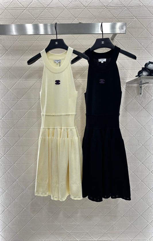 Halter Neck, Cold Shoulder Knit Vest Dress