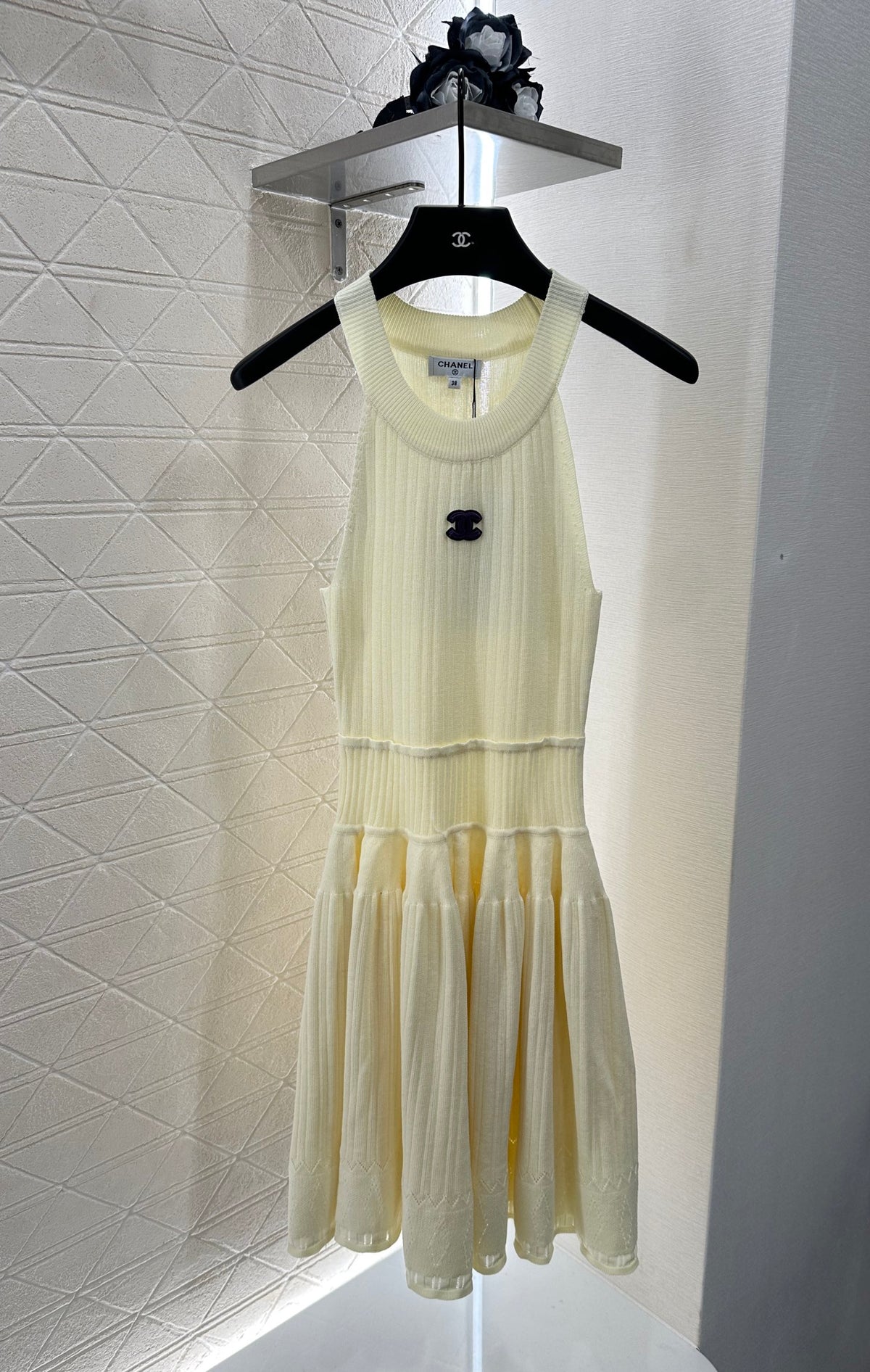 Halter Neck, Cold Shoulder Knit Vest Dress
