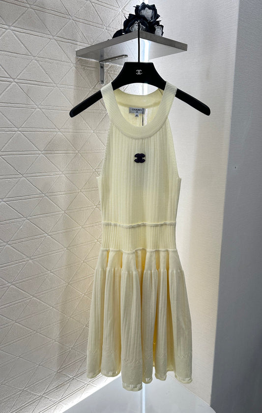 Halter Neck, Cold Shoulder Knit Vest Dress