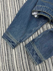 Leather-Patterned Denim Jacket