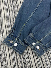 Leather-Patterned Denim Jacket