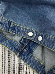 Leather-Patterned Denim Jacket