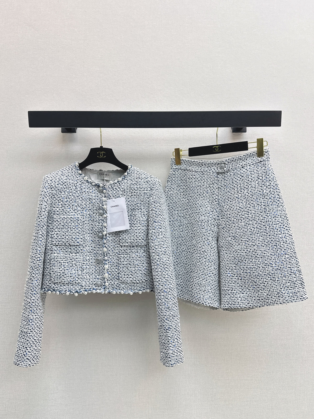 Beaded Silver Tweed Suit