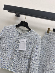 Beaded Silver Tweed Suit