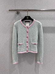 Grainy Single-Breasted Knit Cardigan