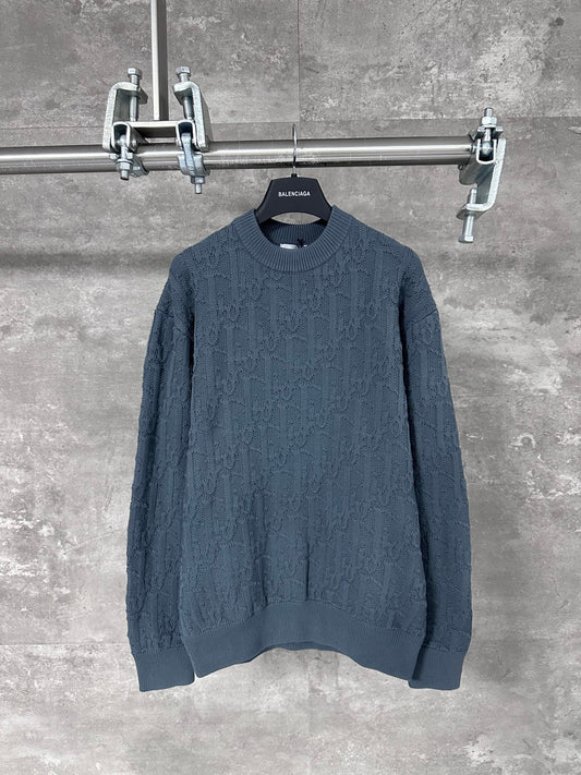 Dark rattan check pattern sweater with all-over floral pattern