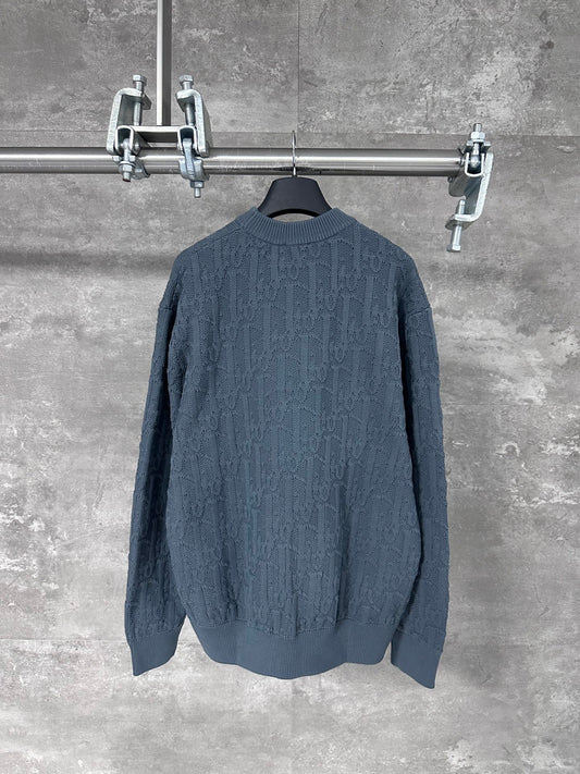 Dark rattan check pattern sweater with all-over floral pattern