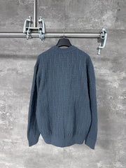 Dark rattan check pattern sweater with all-over floral pattern