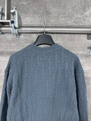 Dark rattan check pattern sweater with all-over floral pattern