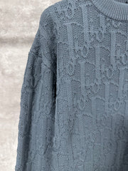 Dark rattan check pattern sweater with all-over floral pattern