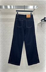 Embroidered lettering straight-leg denim trousers