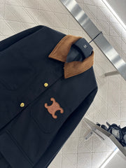 Corduroy Collar Contrast Jacket
