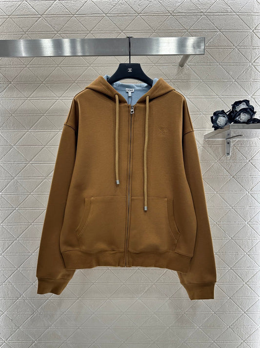 Hooded Zippered Drawstring Jacket