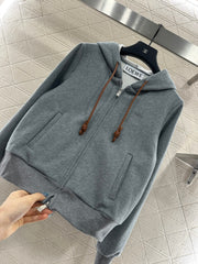 Hooded Zip-Up Jacket with Brushed Fleece