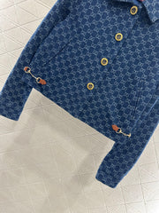 Lapel Jacquard Cropped Jacket