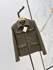 Wool Herringbone Lapel Jacket