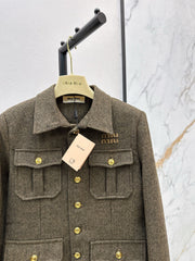 Wool Herringbone Lapel Jacket