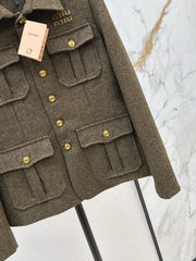 Wool Herringbone Lapel Jacket