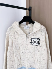 Zippered hooded cardigan