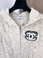 Zippered hooded cardigan