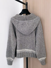 Zippered hooded cardigan