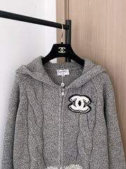 Zippered hooded cardigan