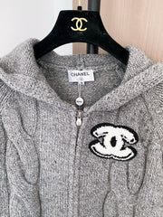 Zippered hooded cardigan
