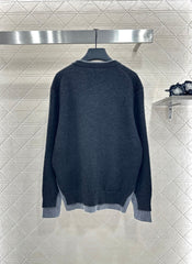 Contrast Color Fake Two-Piece Knit Cardigan