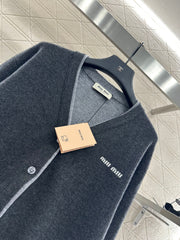Contrast Color Fake Two-Piece Knit Cardigan