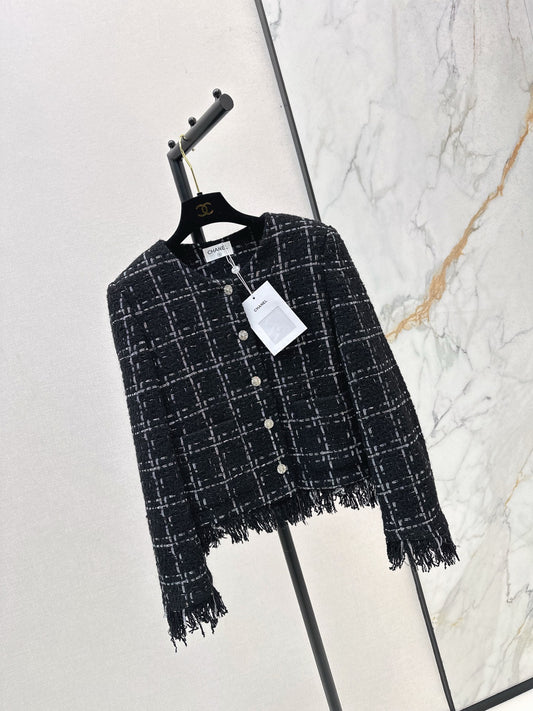 Woven tweed fringed jacket