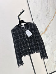 Woven tweed fringed jacket