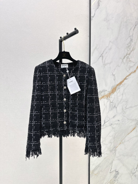 Woven tweed fringed jacket