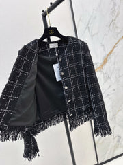 Woven tweed fringed jacket