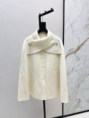 Double-faced wool cape jacket